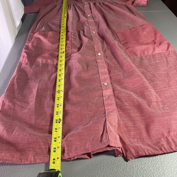 Vtg CAROLE Snap Front Pockets House Dress Coat Robe Lightweight Womens S Red - Picture 7 of 9